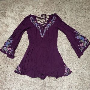 American Eagle Embroidered Purple Romper
